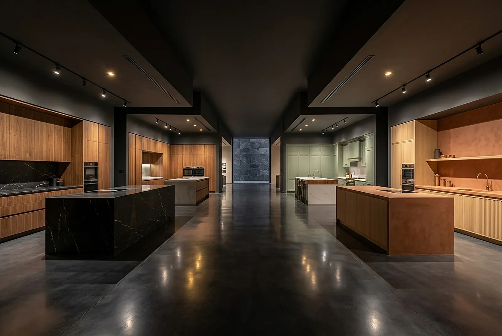 Showroom gallery with full-scale kitchens