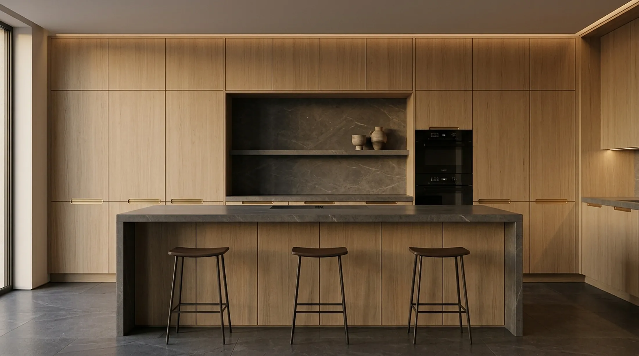 The same kitchen in natural oak